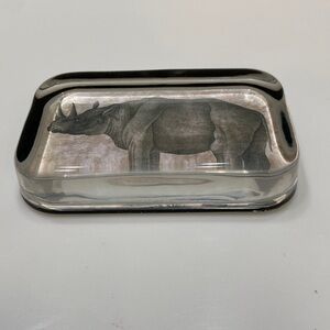 Vintage Rhinoceros Glass Paperweight
